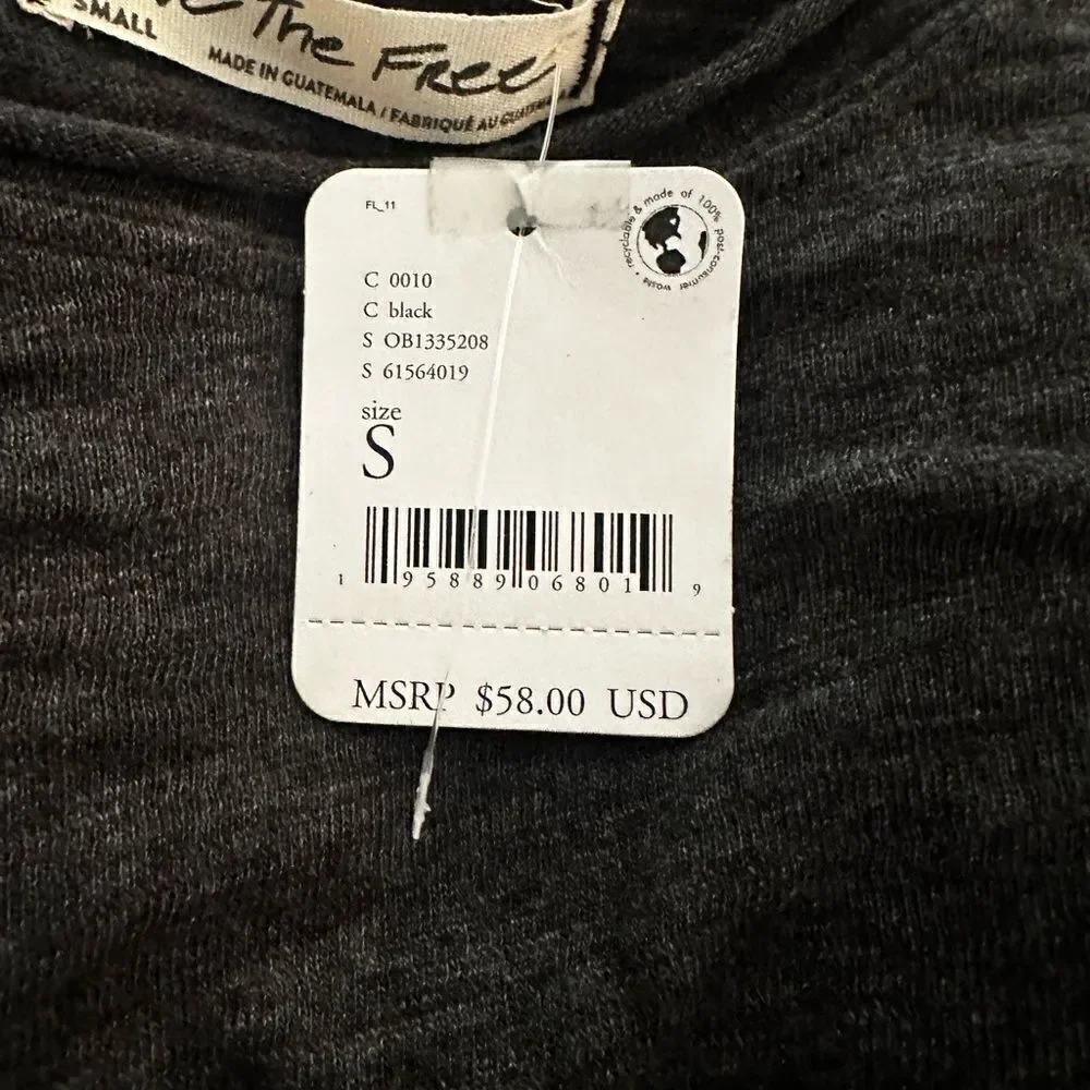 NWT Free People Natasha Tee Black-X7